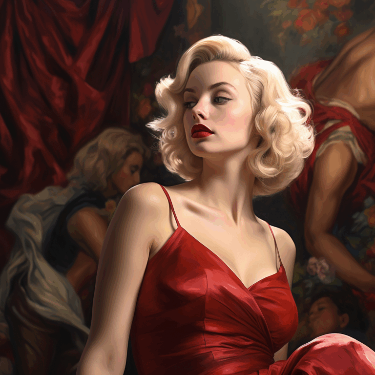 sendemlion a colorful painting of merilyn monroe in red dress 8adbd1e6 d789 42ff 882a 34a414df66a2